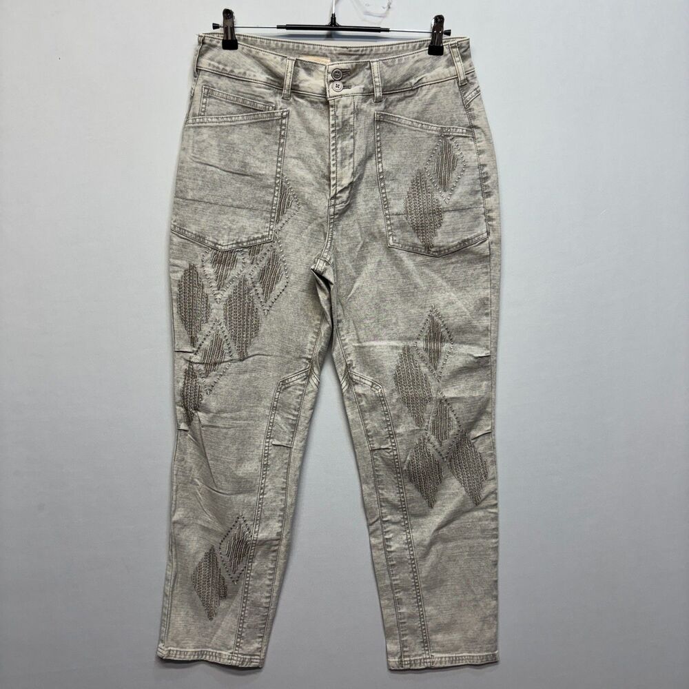 Pilcro Anthropologie The Wanderer Relaxed Jeans Size 30 Denim Embroidered C124 3